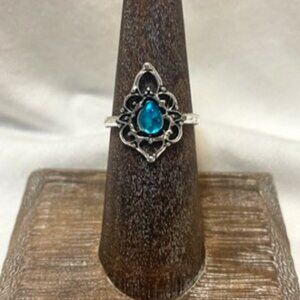 Silver Lotus Tear Ring - Size 7